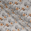 Light Grey Peach Floral Printed Viscose Crepe Fabric, Allover Delicate Botanical Design Lightweight Crepe Weave Fabric, 110 Cms Width, Made in India-D27280 - Regal Fabrics