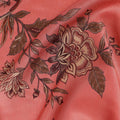 Coral Red Floral Printed Viscose Crepe Fabric, Allover Botanical Motif Lightweight Crepe Weave Fashion Fabric, 110 Cms Width, Made in India-D27279