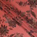 Coral Red Floral Printed Viscose Crepe Fabric, Allover Botanical Motif Lightweight Crepe Weave Fashion Fabric, 110 Cms Width, Made in India-D27279