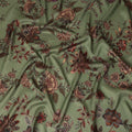 Olive Green Floral Printed Viscose Crepe Fabric, Allover Botanical Design Lightweight Crepe Weave Fashion Fabric, 110 Cms Width, Made in India-D27277 - Regal Fabrics