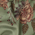 Olive Green Floral Printed Viscose Crepe Fabric, Allover Botanical Design Lightweight Crepe Weave Fashion Fabric, 110 Cms Width, Made in India-D27277 - Regal Fabrics