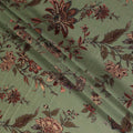 Olive Green Floral Printed Viscose Crepe Fabric, Allover Botanical Design Lightweight Crepe Weave Fashion Fabric, 110 Cms Width, Made in India-D27277 - Regal Fabrics