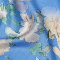 Sky Blue Abstract Watercolor Floral Print Viscose Modal Satin Fabric, 110 Cms Width, Made in India-D28270