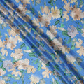 Sky Blue Abstract Watercolor Floral Print Viscose Modal Satin Fabric, 110 Cms Width, Made in India-D28270