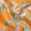 Orange Abstract Watercolor Floral Print Viscose Modal Satin Fabric, 110 Cms Width, Made in India-D28268