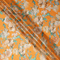 Orange Abstract Watercolor Floral Print Viscose Modal Satin Fabric, 110 Cms Width, Made in India-D28268
