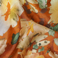 Rust Orange Abstract Watercolor Floral Print Viscose Modal Satin Fabric, 110 Cms Width, Made in India-D28269