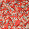 Red Abstract Watercolor Floral Print Viscose Modal Satin Fabric, 110 Cms Width, Made in India-D28267