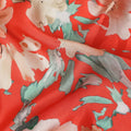 Red Abstract Watercolor Floral Print Viscose Modal Satin Fabric, 110 Cms Width, Made in India-D28267
