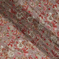 Dusty Mauve Floral Printed Viscose Modal Satin Fabric, Allover Botanical Motif Satin Weave Fashion Fabric, 110 Cms Width, Made in India-D27282