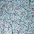 Powder Sky Blue Floral Viscose Digital Print Fabric 110cm