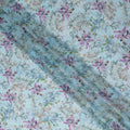 Powder Sky Blue Floral Viscose Digital Print Fabric 110cm