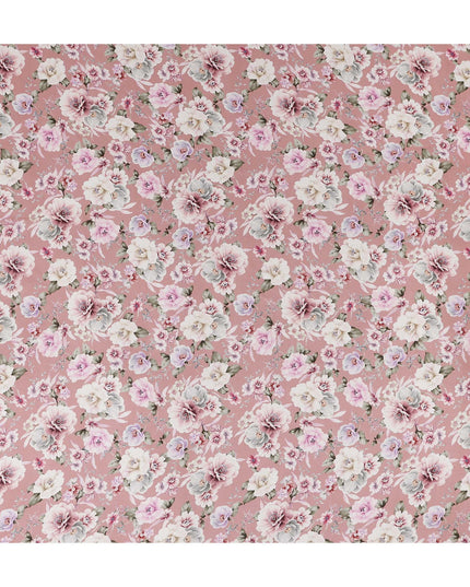 Dusty Blush Pink Floral Viscose Digital Print Fabric 110cm