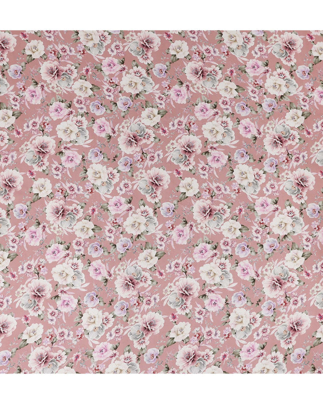 Dusty Blush Pink Floral Viscose Digital Print Fabric 110cm