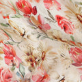 Coral Red Floral Viscose Digital Print Fabric 110cm