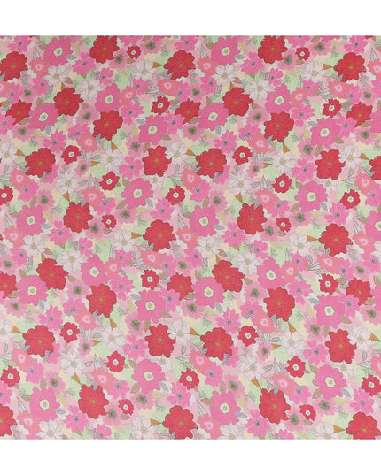 Cherry Blossom Pink Floral Viscose Digital Print Fabric