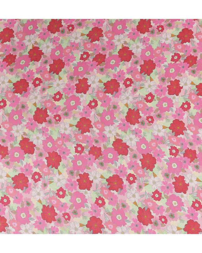 Cherry Blossom Pink Floral Viscose Digital Print Fabric