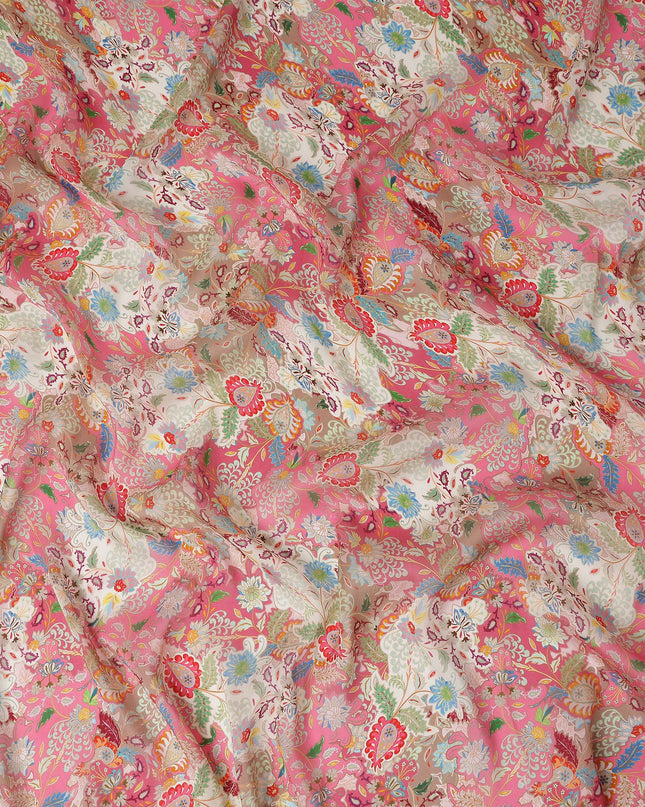 Rose Coral Pink Paisley Viscose Digital Print Fabric 110cm