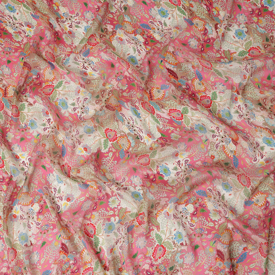 Rose Coral Pink Paisley Viscose Digital Print Fabric 110cm