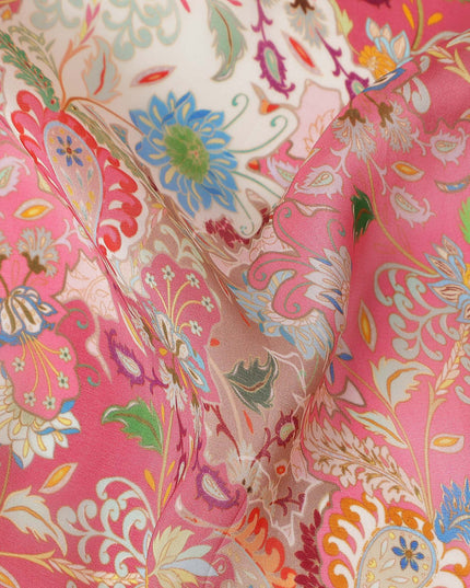 Rose Coral Pink Paisley Viscose Digital Print Fabric 110cm