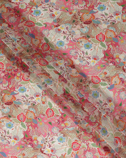 Rose Coral Pink Paisley Viscose Digital Print Fabric 110cm