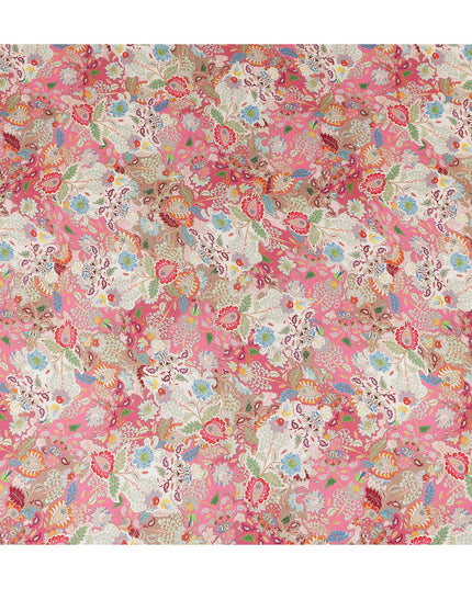 Rose Coral Pink Paisley Viscose Digital Print Fabric 110cm