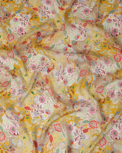 Golden Mustard Yellow Paisley Viscose Digital Print Fabric