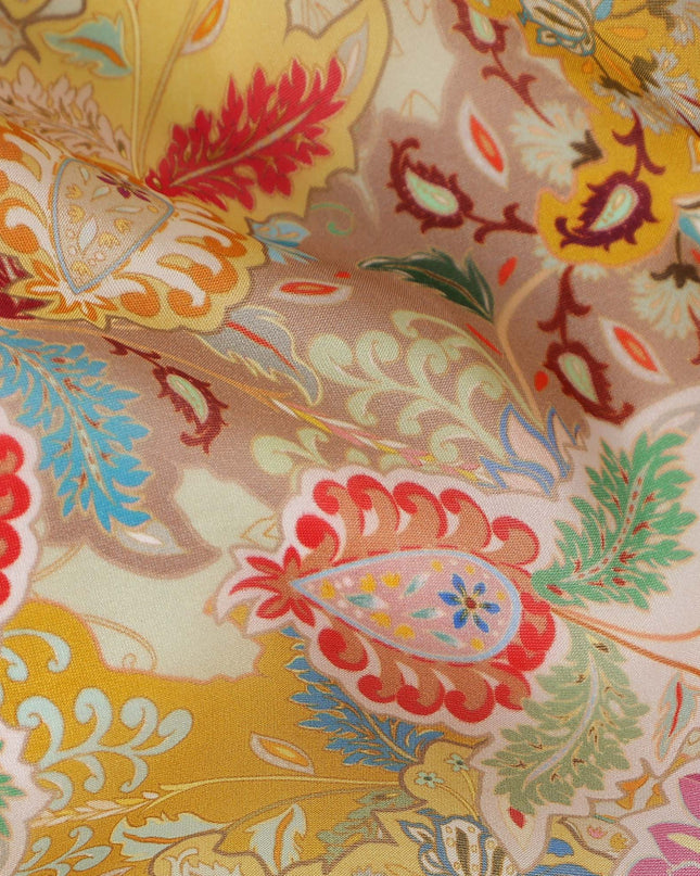 Golden Mustard Yellow Paisley Viscose Digital Print Fabric