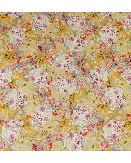 Golden Mustard Yellow Paisley Viscose Digital Print Fabric