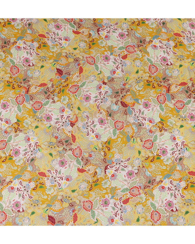 Golden Mustard Yellow Paisley Viscose Digital Print Fabric
