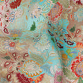 Turquoise Aqua Blue Paisley Viscose Digital Print Fabric
