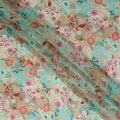 Turquoise Aqua Blue Paisley Viscose Digital Print Fabric