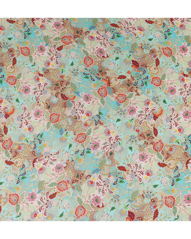 Turquoise Aqua Blue Paisley Viscose Digital Print Fabric