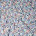 Periwinkle Blue Floral Viscose Digital Print Fabric 110cm