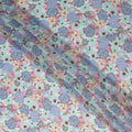 Periwinkle Blue Floral Viscose Digital Print Fabric 110cm