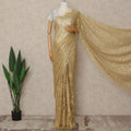 Golden Beige Premium French Metallic Chantilly Saree Lace 5.5 Mtrs 110 Cms Width France-D27770