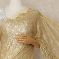 Golden Beige Premium French Metallic Chantilly Saree Lace 5.5 Mtrs 110 Cms Width France-D27770