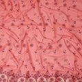 Coral Pink Traditional Sudanese Premium Thobe Pure Cotton Voile Embroidery Fabric with Stone Work 4.5 Mtrs Length 140 Cms Width Lightweight Breathable Elegant Cultural Wear Fabric-D28367