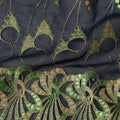Blue Abstract Premium Pure Swiss 100% Cotton Voile Embroidered Traditional Sudanese Thobe 4.5 Mtrs 140cm Swiss Quality - D30305