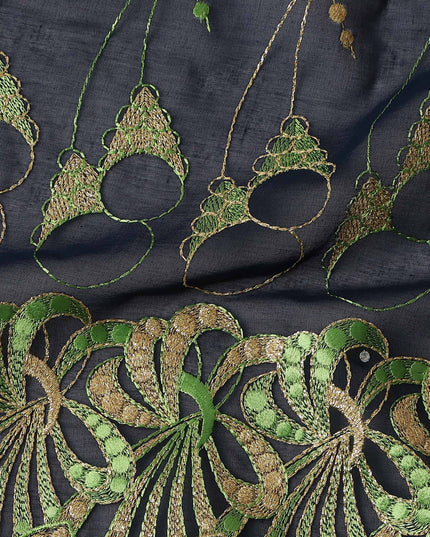 Blue Abstract Premium Pure Swiss 100% Cotton Voile Embroidered Traditional Sudanese Thobe 4.5 Mtrs 140cm Swiss Quality - D30305