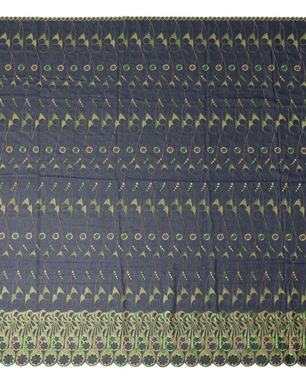 Blue Abstract Premium Pure Swiss 100% Cotton Voile Embroidered Traditional Sudanese Thobe 4.5 Mtrs 140cm Swiss Quality - D30305