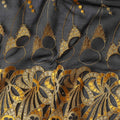 Black Abstract Premium Pure Swiss 100% Cotton Voile Embroidered Traditional Sudanese Thobe 4.5 Mtrs 140cm Swiss Quality - D30308