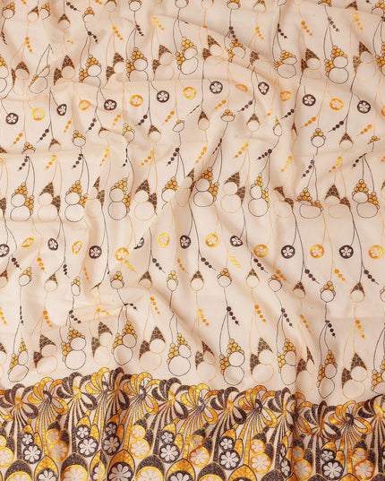 Light Peach Abstract Premium Pure Swiss 100% Cotton Voile Embroidered Traditional Sudanese Thobe 4.5 Mtrs 140cm Swiss Quality - D30304