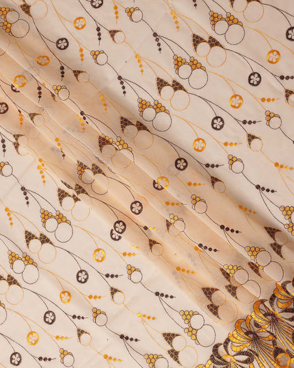 Light Peach Abstract Premium Pure Swiss 100% Cotton Voile Embroidered Traditional Sudanese Thobe 4.5 Mtrs 140cm Swiss Quality - D30304
