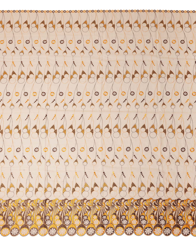 Light Peach Abstract Premium Pure Swiss 100% Cotton Voile Embroidered Traditional Sudanese Thobe 4.5 Mtrs 140cm Swiss Quality - D30304