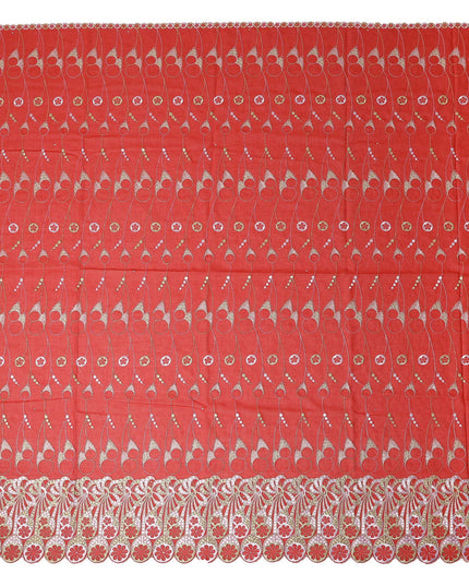 Red Abstract Premium Pure Swiss 100% Cotton Voile Embroidered Traditional Sudanese Thobe 4.5 Mtrs 140cm Swiss Quality - D30307