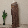 Dark Bronze Brown Premium French Metallic Chantilly Saree Lace with Stone Work 5.5 Mtrs Length, Width 110 Cms and Made in France-D27167