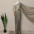Antique Gold Metallic French Chantilly Saree Lace With Stone Work Elegant Floral Net Design 5.5 Mtrs Length 110 Cms Width Premium Soft Sheer Fabric France Origin-D28925 Regal Fabrics
