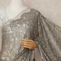 Antique Gold Metallic French Chantilly Saree Lace With Stone Work Elegant Floral Net Design 5.5 Mtrs Length 110 Cms Width Premium Soft Sheer Fabric France Origin-D28925 Regal Fabrics