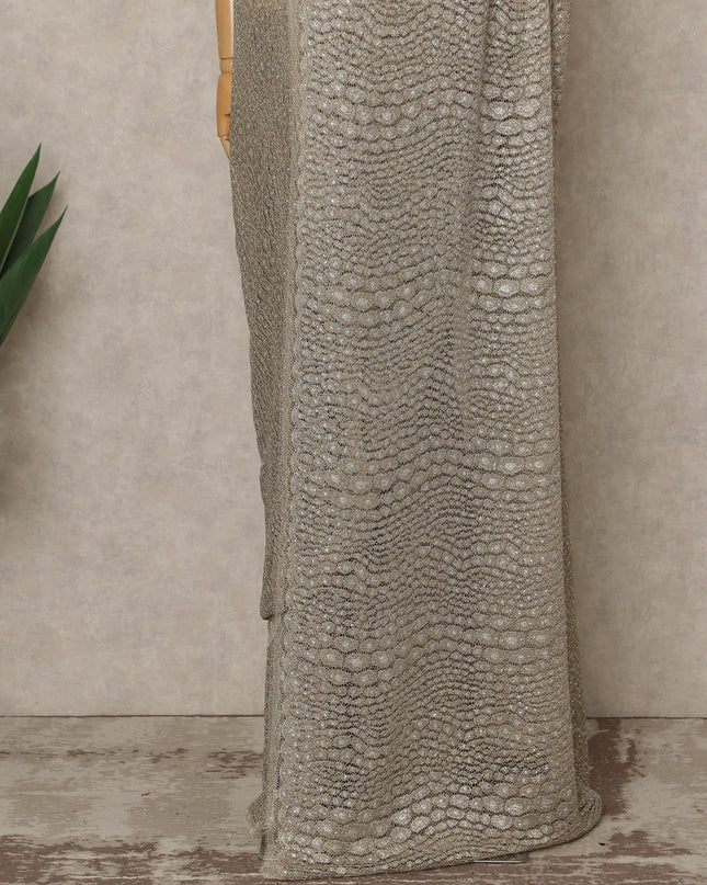 Antique Gold Premium French Metallic Chantilly Saree Lace with Stone Work 5.5 Mtrs Length, Width 110 Cms and Made in France-D27164